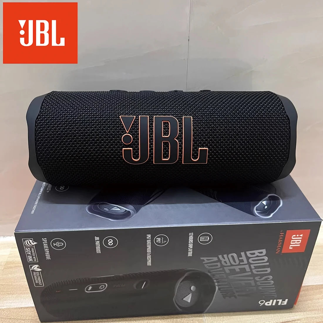 Altavoz Bluetooth Inalámbrico Portátil JBL Flip 6, Resistente al Agua IPX7, Sonido Estéreo para Exteriores, Bajos Mejorados, Tweeter Independiente para Música