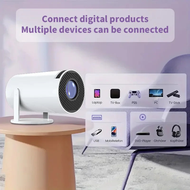 Proyector portátil Full HD 1080P HY300 Tecnología de rotación de 270 grados Compatibilidad multidispositivo Entrada USB HDMI Proyector de víde