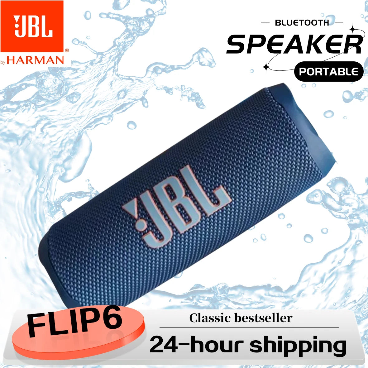 Altavoz Bluetooth Inalámbrico Portátil JBL Flip 6, Resistente al Agua IPX7, Sonido Estéreo para Exteriores, Bajos Mejorados, Tweeter Independiente para Música