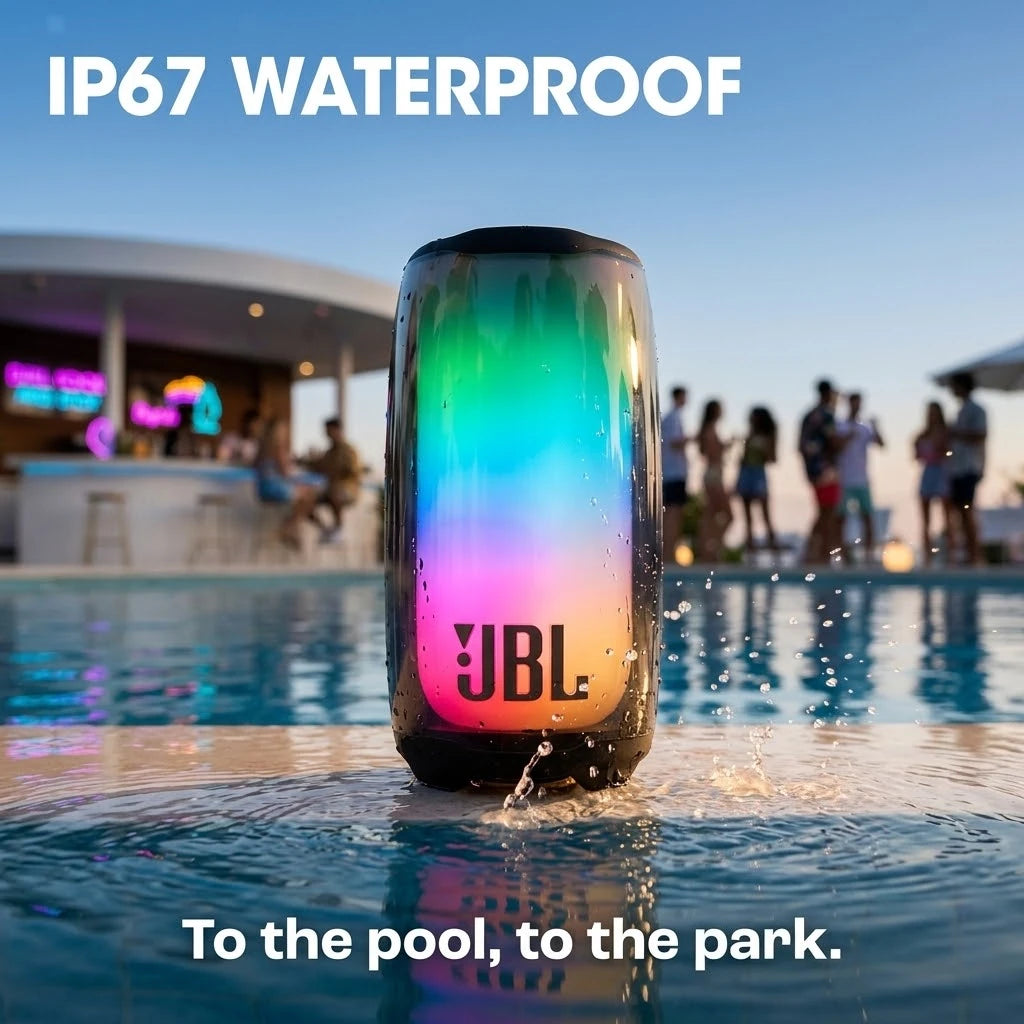 Altavoz Bluetooth Portátil JBL Pulse 5, Subwoofer Inalámbrico para Exteriores con Resistencia al Agua IP67, Espectáculo de Luces LED de 360 Grados, Bajos Profundos