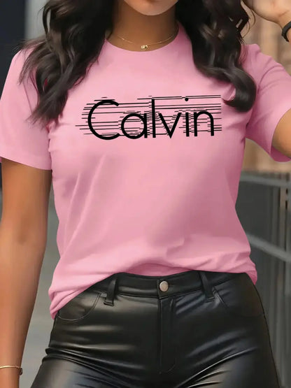 Camiseta Calvin para mujer, estilo casual, manga corta, de algodón, de alta calidad, cómoda, de marca, estilo streetwear de verano, top Y2K.